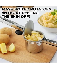 Heavy Duty Professional Stainless Steel Potato Masher and Ricer Kitchen Tool, Press Mash