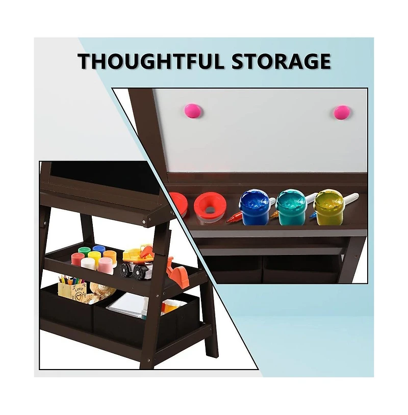 Kinder King Art Easel for Kids, 3 1 Toddler w/Whiteboard, Chalkboard & Paper Roll