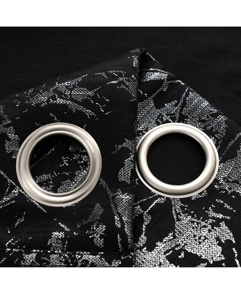 Rt Designers Collection Brighton Foil Jacquard Polyester Window Curtain Grommet Panel 52" x 84"