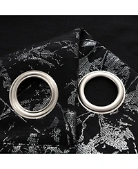 Rt Designers Collection Brighton Foil Jacquard Polyester Window Curtain Grommet Panel 52" x 84"