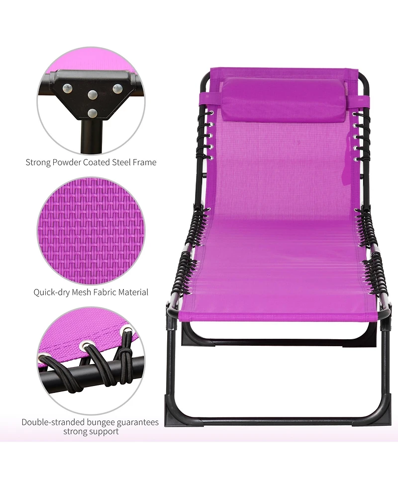 Outsunny Outdoor Folding Chaise Lounge Chair Portable Lightweight Reclining Garden Sun Lounger with 4-Position Adjustable Backrest for Patio, Deck, an