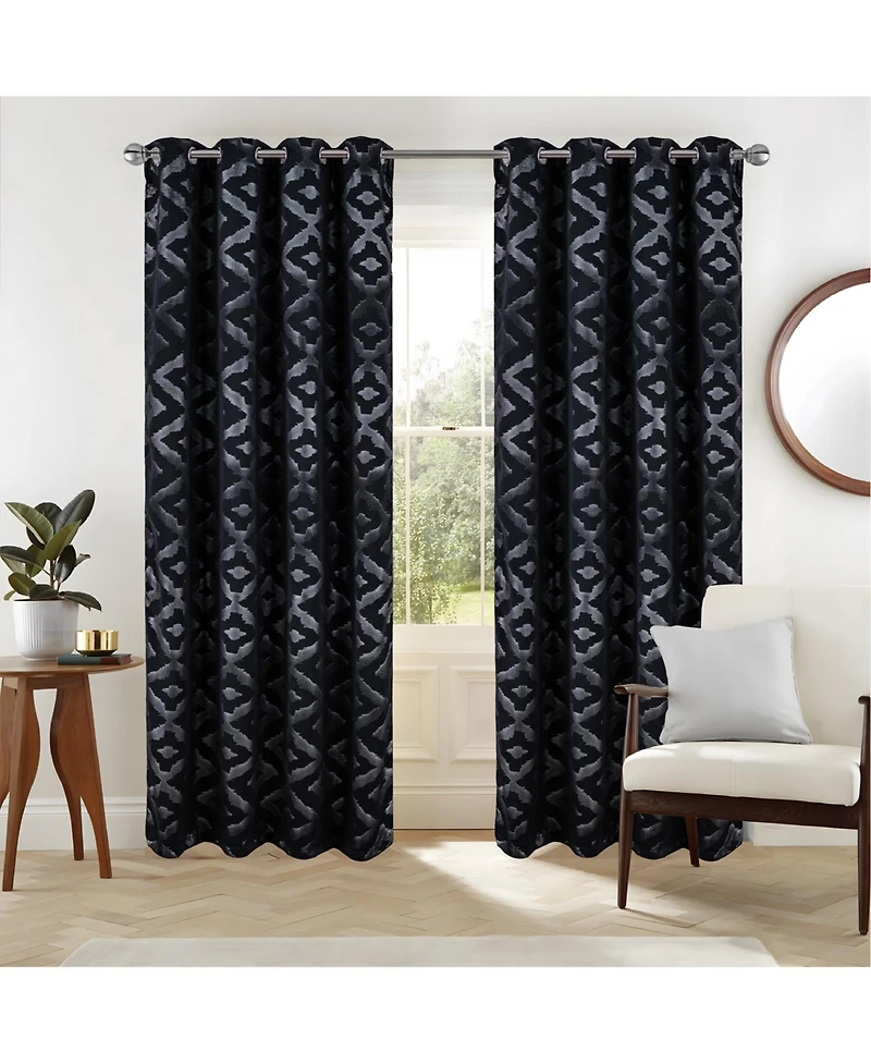 Rt Designers Collection Heathrow Halo Foil Blackout Polyester Window Curtain Grommet Panel 52" x 84