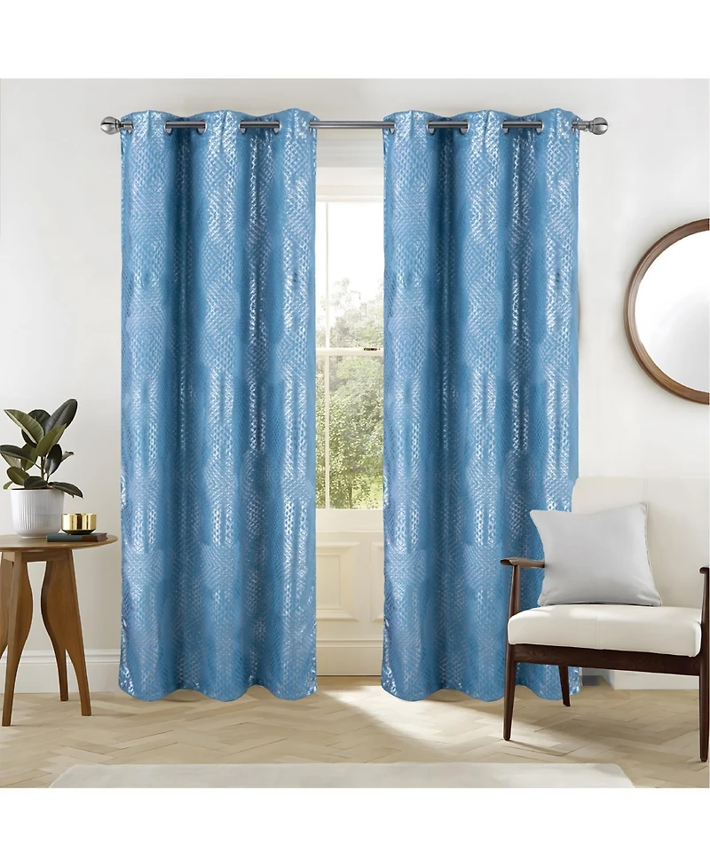 Rt Designers Collection Hailey Halo Foil Blackout Polyester Grommet 2 Pack Window Curtain Panel Set 36" x 84"
