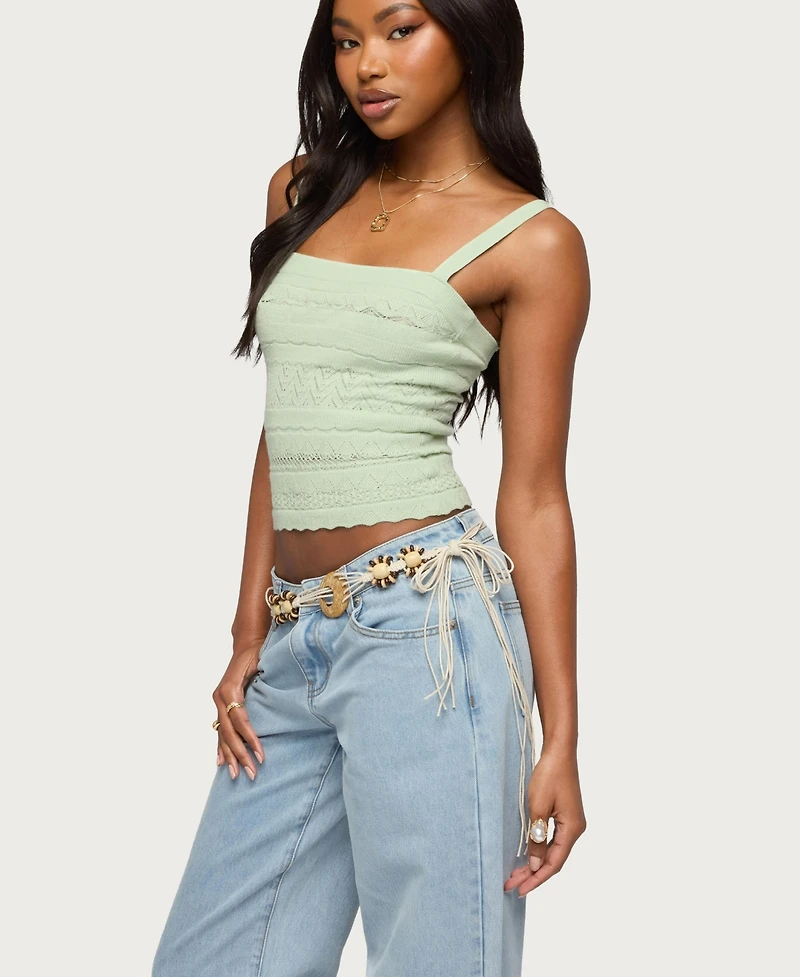 Edikted Women's Naia Pointelle Knit Tank Top