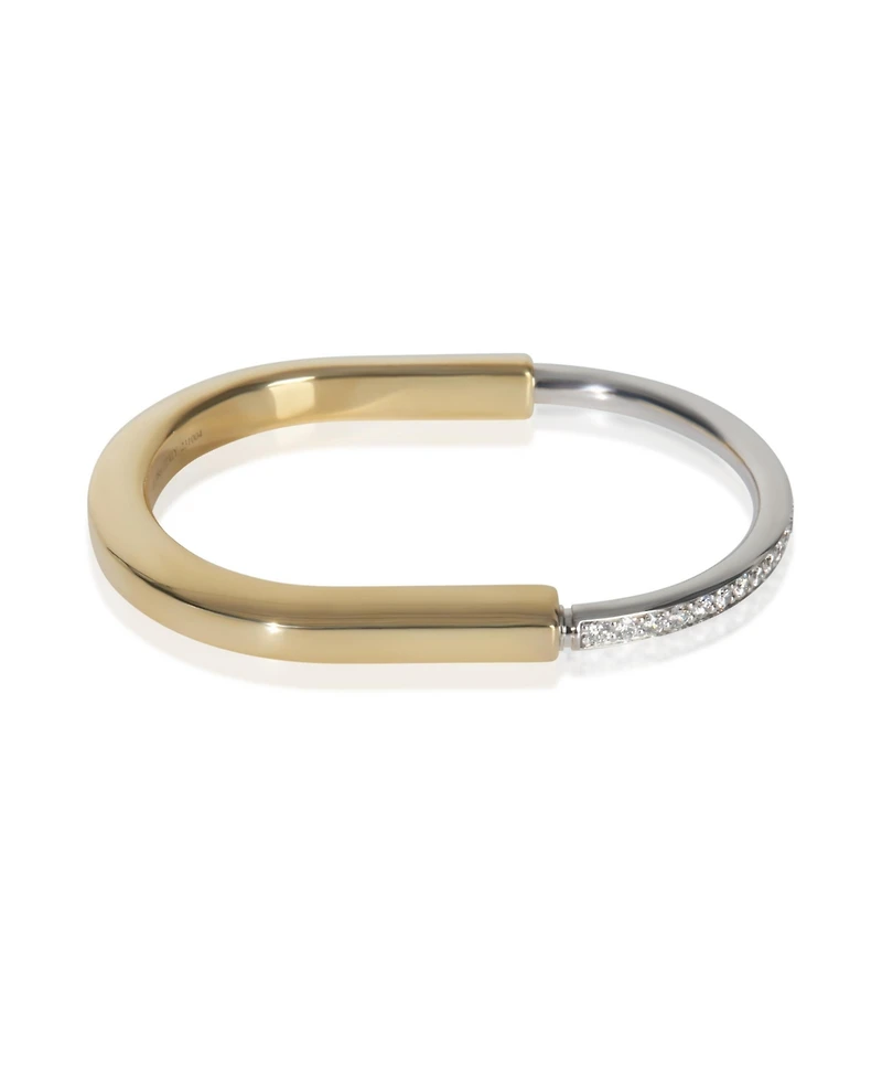 Pre-Owned Tiffany & Co White Gold and Yellow Gold Diamond Lock Bracelet, Size Small