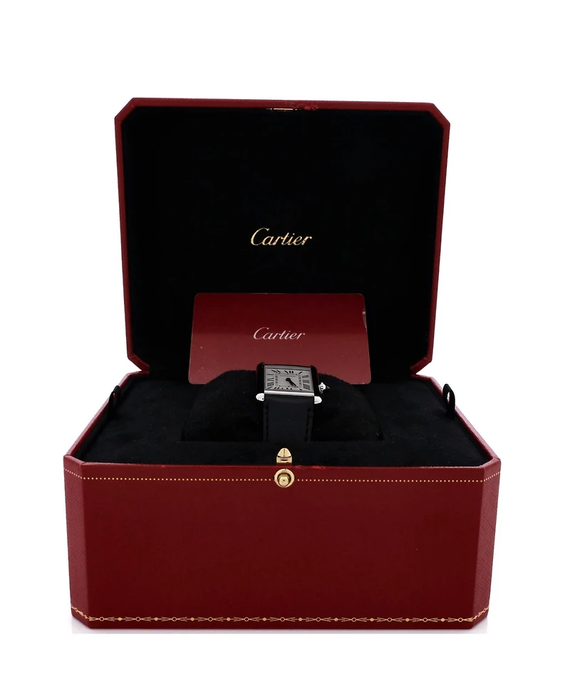 Pre-Owned Cartier Must de Cartier Tank Quartz Watch in Stainless Steel and Leather 25mm