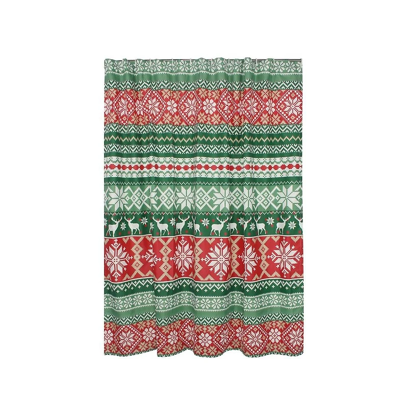 Greenland Home Fashions Fair Isle with Reinforced Buttonholes Shower Curtain