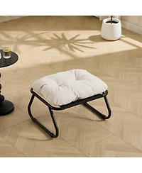 Rainsken Outdoor Sling Recliner Lounge Chair with Thick Cushion & Footstool, Suitable for Living Room, Reading Room & Bedroom