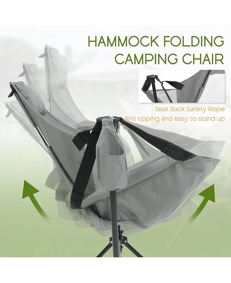 Rainsken Portable Folding Hammock Camping Chairs Set of 2, Oversized Rocking Recliner with Adjustable Backrest and Carry Bag for Outdoor Travel