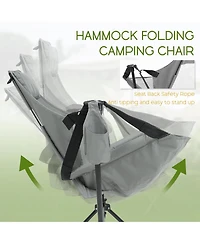 Rainsken Portable Folding Hammock Camping Chairs Set of 2, Oversized Rocking Recliner with Adjustable Backrest and Carry Bag for Outdoor Travel
