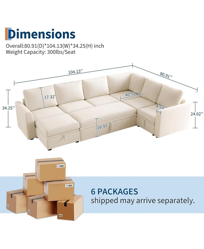gaomon Sectional Sleeper Sofa with Pull-Out Bed