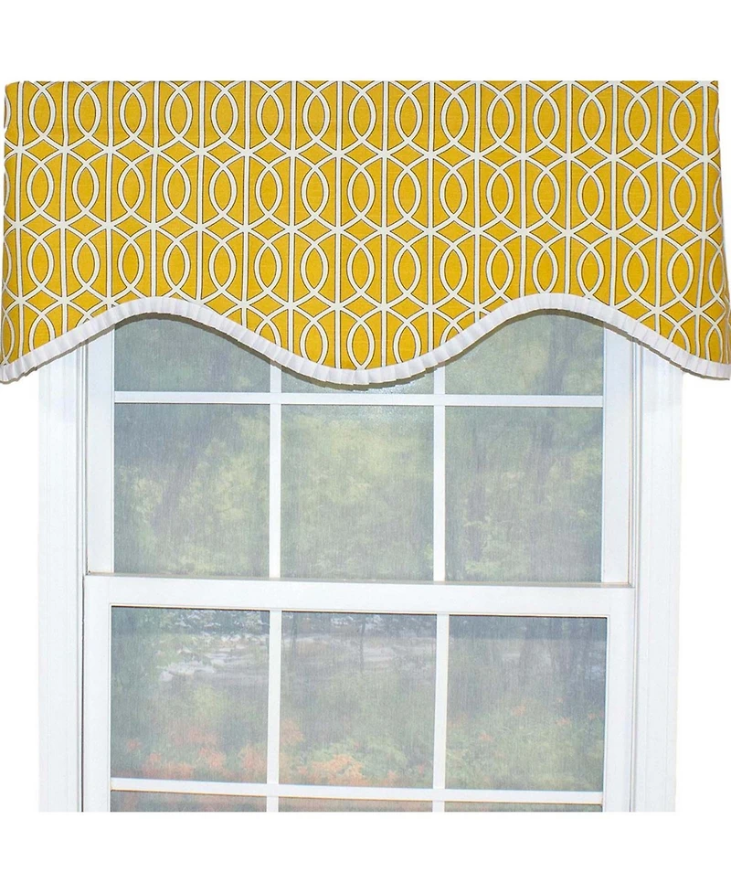 Rlf Home Sequence Ruffled Cornice 100% Cotton with Fully Lined 3" Rod Pocket Valnance for Windows 50" x 17" Lemon