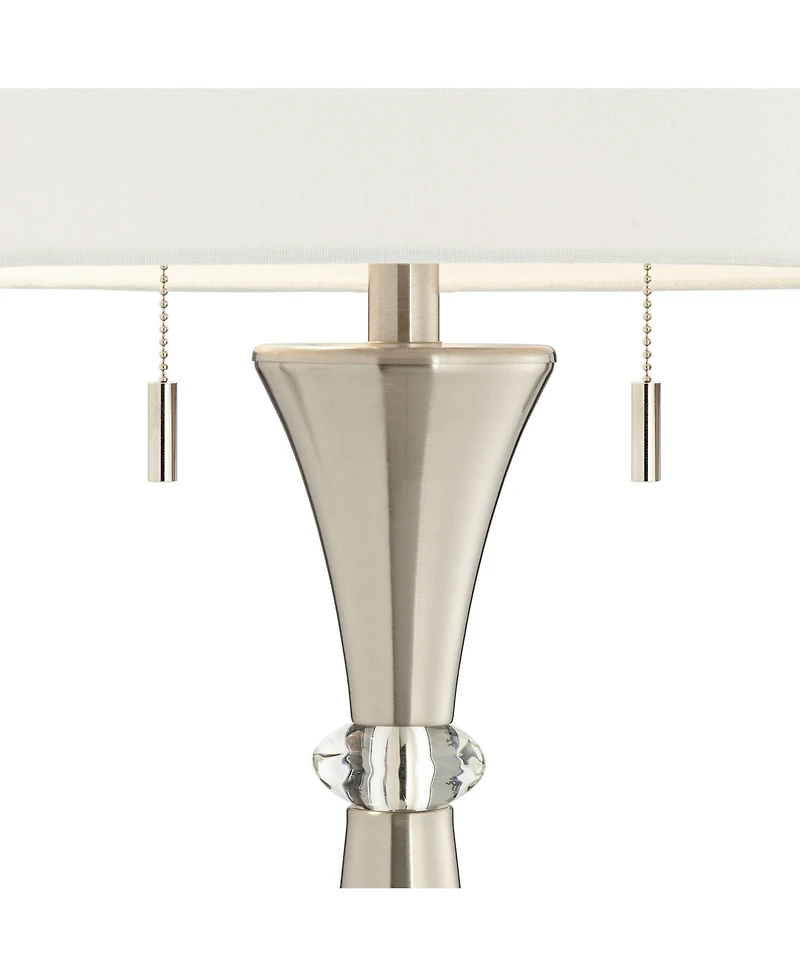 360 Lighting Rachel Art Deco Style Table Lamps 28" Tall Set of 2 Column Metal with Table Top Dimmers Drum for Bedroom Living Room Bedside