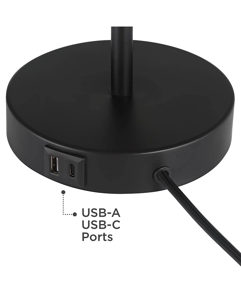 360 Lighting Piper 24" High Gooseneck Small Modern Desk Lamps Set of 2 Usb Port Metal Home Office Living Room Charging