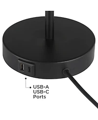 360 Lighting Piper 24" High Gooseneck Small Modern Desk Lamps Set of 2 Usb Port Metal Home Office Living Room Charging