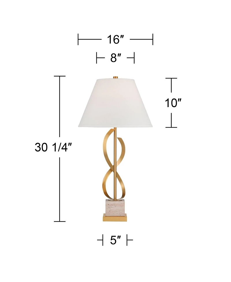Possini Euro Design Infinity 30 1/4" Tall Large Modern End 3-Way Table Lamp Gold Brass Finish Marble Single Living Room Bedroom