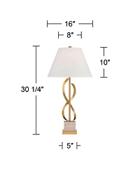 Possini Euro Design Infinity 30 1/4" Tall Large Modern End 3-Way Table Lamp Gold Brass Finish Marble Single Living Room Bedroom