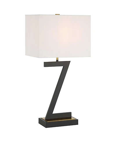 360 Lighting Pellana High Z-Base Modern 3-Way Table Lamp Usb Port Ac Power Outlet Metal Single Living Room Charging