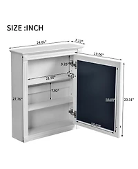 Busdays 24" x 27" Wall Mounted Bathroom Storage Cabinet with Mirror, Medicine Cabinet with Adjustable Shelf, Over the Toilet Space Saver