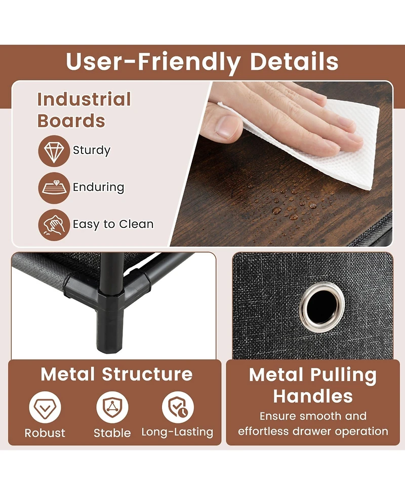 Sugift Narrow Five Drawer Dresser Slim Storage Tower