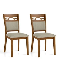 Gymax Dining Chairs Set of w/Rubber Wood Frame Padded Seat and Backrest for Kitchen