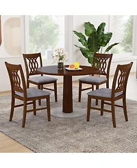 Gymax Dining Chairs Set of 4 w/Padded Seat Hollowed Backrest and Rubber Wood Frame