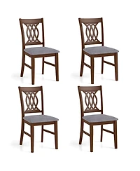 Gymax Dining Chairs Set of 4 w/Padded Seat Hollowed Backrest and Rubber Wood Frame