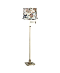 360 Lighting Chic Style Swing Arm Adjustable Floor Lamp Tall Antique Brass Paisley Drum Shade Living Room Reading House