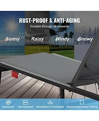 Gouun Set of 2 Aluminum Folding Chaise Lounge Chairs with 5-Position Reclining Back