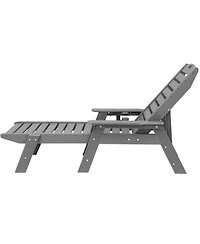 Gouun 6-Position Adjustable Hdpe Outdoor Chaise Lounge Chair with Cup Holder, 400 lbs Capacity