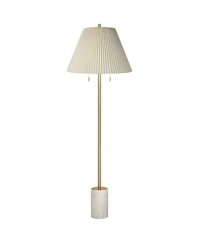 Possini Euro Design Milan Modern 66" Tall Floor Lamp Gold Metal Pleated Empire Fabric Shade for Living Room Bedroom Office