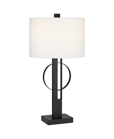 Possini Euro Design Galaxy 32" Tall Geometric Base Large Modern End Table Lamp Dual Usb Ports Metal Living Room Charging