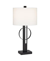 Possini Euro Design Galaxy 32" Tall Geometric Base Large Modern End Table Lamp Dual Usb Ports Metal Living Room Charging