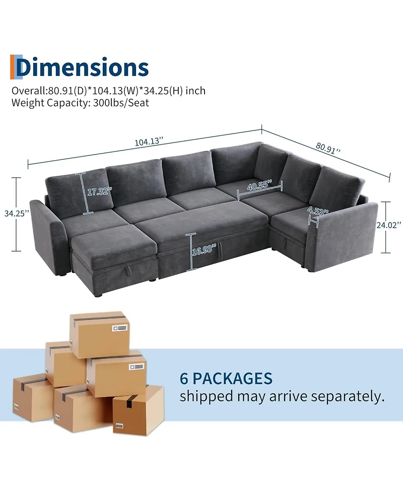 gaomon Sectional Sleeper Sofa with Pull-Out Bed