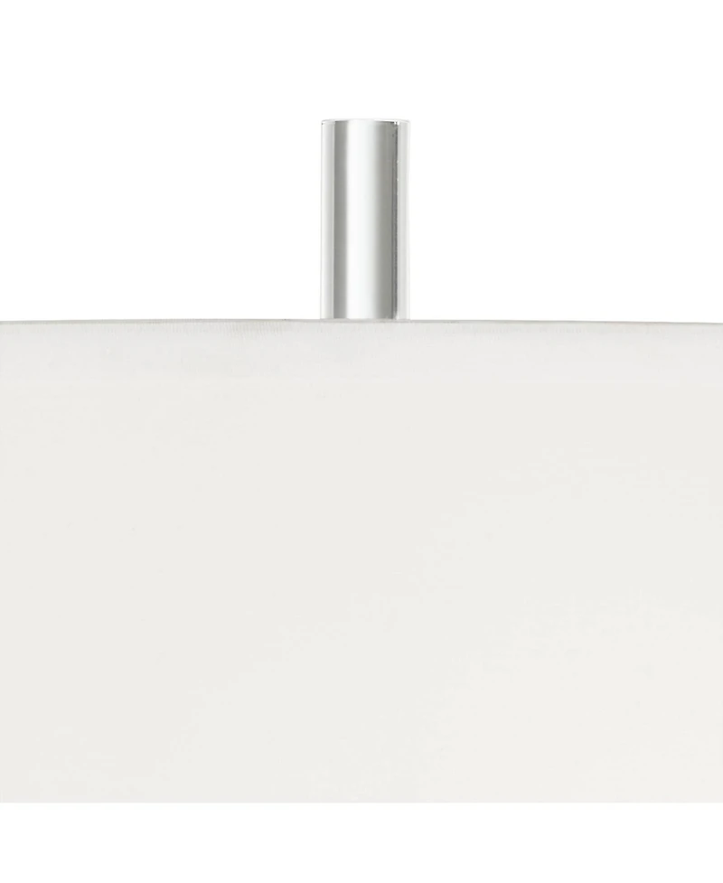 Possini Euro Design Modern Table Lamp 30" Tall with Usb Dimmer Linear Clear Glass Rod ] Linen Drum Shade for Bedroom Living Room House Bedside