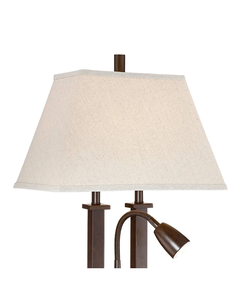 Possini Euro Design Deacon 26" High Industrial Desk Lamps Set of 2 Usb Port Ac Power Outlet Gooseneck Bronze Finish Metal Charging