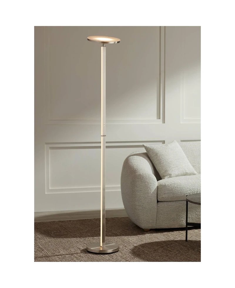 Possini Euro Design Aventura Modern 75 3/4" Tall Standing Floor Lamp Torchiere Led Metal Satin Nickel Finish