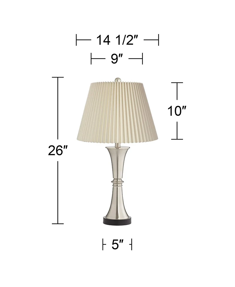 360 Lighting Seymore Modern Touch Table Lamps 26" High Set of 2 with Usb Charging Port Led for Bedroom Living Room House Desk
