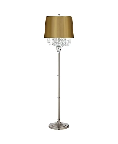 360 Lighting Crystals Traditional Tall Standing Floor Lamp Column Foot Switch Steel