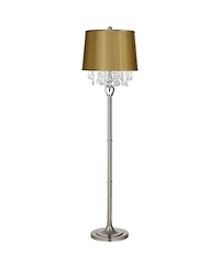 360 Lighting Crystals Traditional Tall Standing Floor Lamp Column Foot Switch Steel