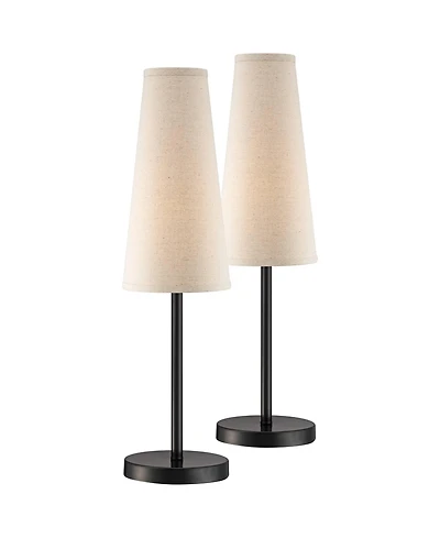 360 Lighting Modern Table Lamps 26" High Set of 2 Dark Espresso Bronze Metal Off Linen Cone Shade for Bedroom Living Room House Home Nightstand