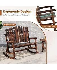 Sugift Outdoor Adirondack Rocking Chair for Adults with High Back and Slatted Seat
