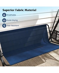 Sugift 3-Seat Patio Swing Chair Porch Swing with Adjustable Canopy Thickened Cushions Pillow and Foldable Side Trays