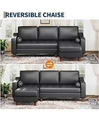 gaomon 88.9" L-Shaped Leather Sofa with Chaise