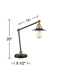 360 Lighting Taurus 20" High Small Farmhouse Desk Lamps Set of 2 Usb Ports Adjustable Home Office Charging