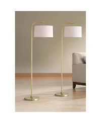 360 Lighting Serra Modern 64" Tall Standing Floor Lamps Set of 2 Lights Chairside Arc Foot Switch Offset Arm Metal Warm