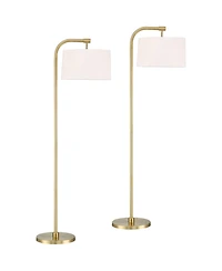 360 Lighting Serra Modern 64" Tall Standing Floor Lamps Set of 2 Lights Chairside Arc Foot Switch Offset Arm Metal Warm