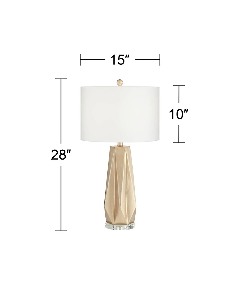 Possini Euro Design Bravo 28" Tall Geometric Modern Table Lamps Set of 2 Champagne Finish Shade Living Room Bedroom Bedside