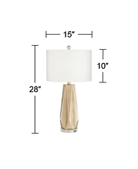 Possini Euro Design Bravo 28" Tall Geometric Modern Table Lamps Set of 2 Champagne Finish Shade Living Room Bedroom Bedside