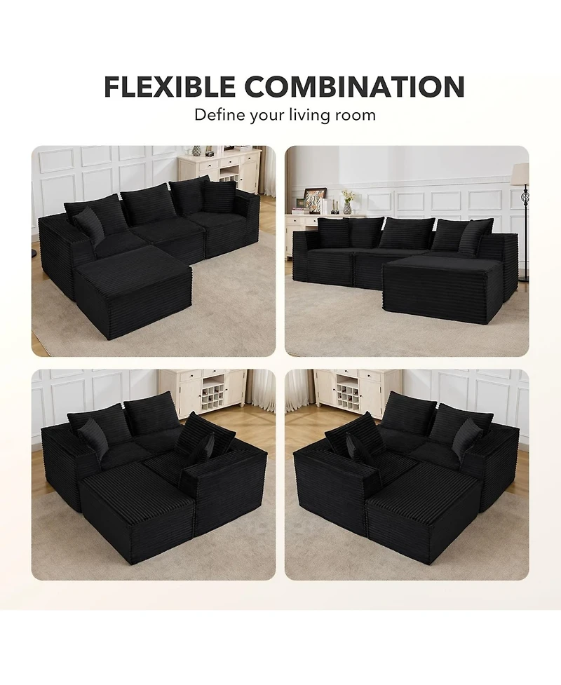 gaomon 108" Cloud Sectional Sofa, Modular Boneless Couch with Memory Foam, No Assembly